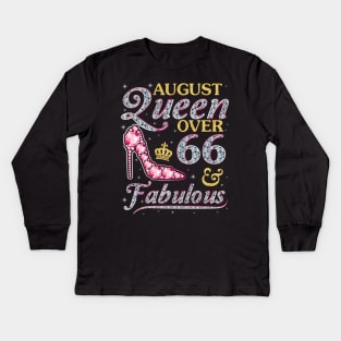 August Queen Over 66 Years Old And Fabulous Born In 1954 Happy Birthday To Me You Nana Mom Daughter Kids Long Sleeve T-Shirt